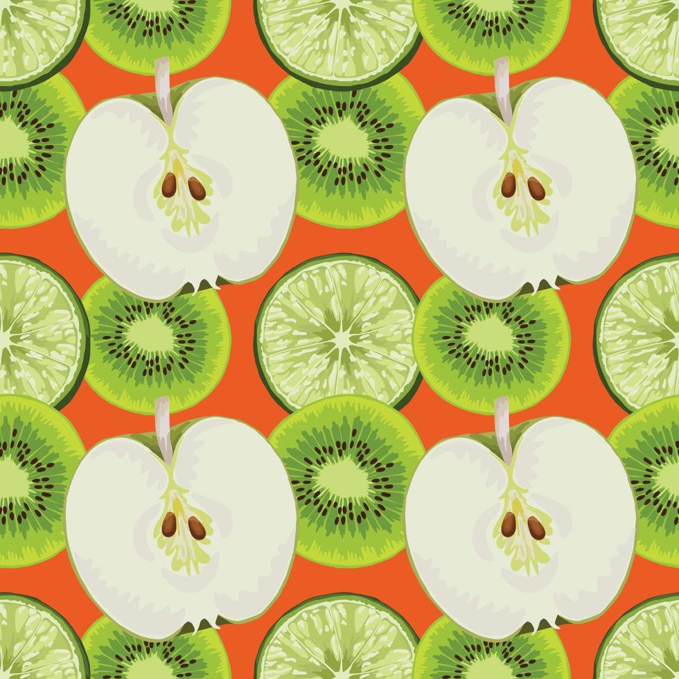 colorful hand draw  fresh fruits seamless pattern design vector