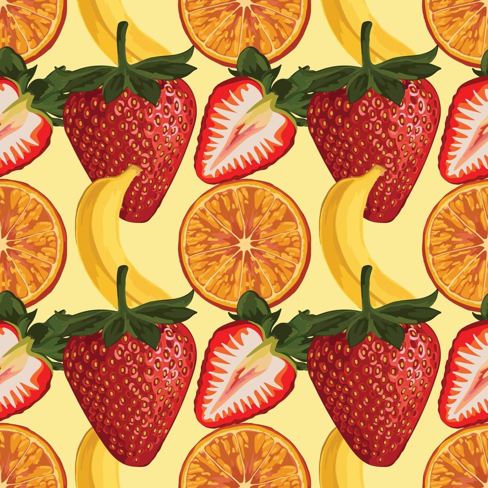 colorful hand draw  fresh fruits seamless background pattern design vector