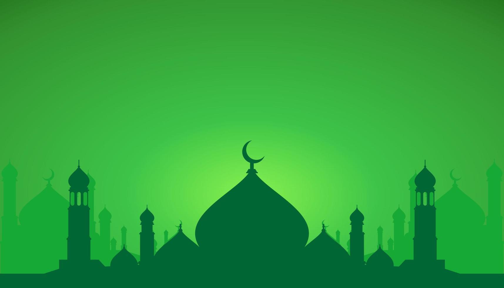 fondo de la mezquita. vector de diseño islámico para el fondo. ilustración de diseño de silueta de mezquita. fondo islámico abstracto. fondo islámico con ilustración de diseño de vector de color verde.
