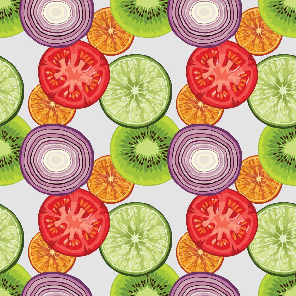 fresh fruits and vegetable seamless pattern art vector for paper wrapping