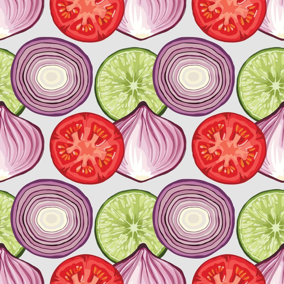 patrón de diseño sin costuras de frutas y verduras frescas para envolver papel vector