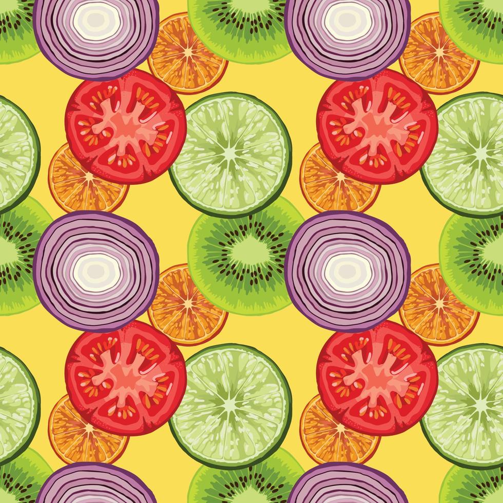 fresh fruits and vegetable seamless design art vector for paper wrapping