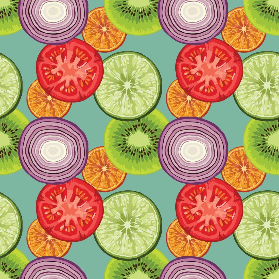 fresh fruits and vegetable seamless design pattern vector for paper wrapping