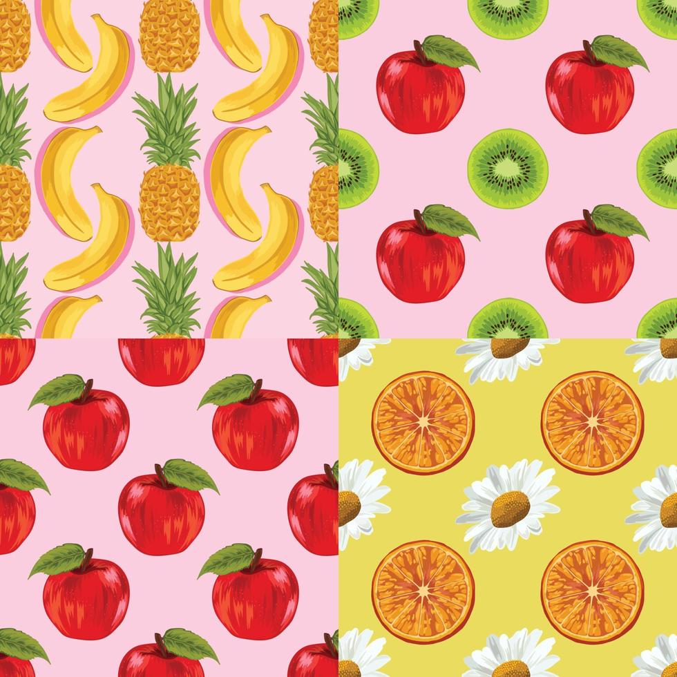 fruits and vegetable seamless vector for paper wrapping set