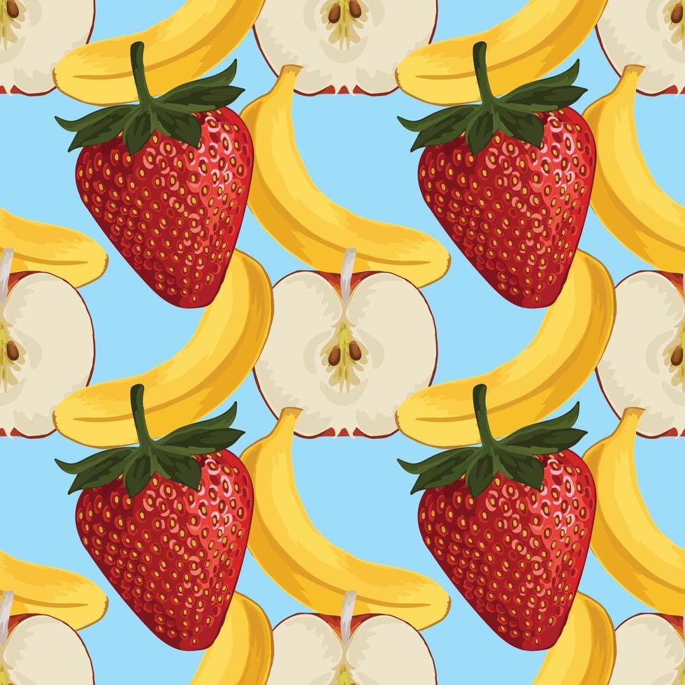 hand draw cute fresh drawing fruits seamless background pattern vector