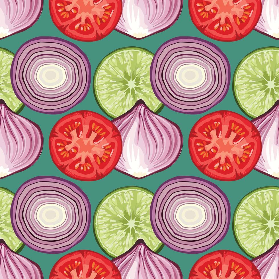 fresh fruits and vegetable design pattern art vector for paper wrapping