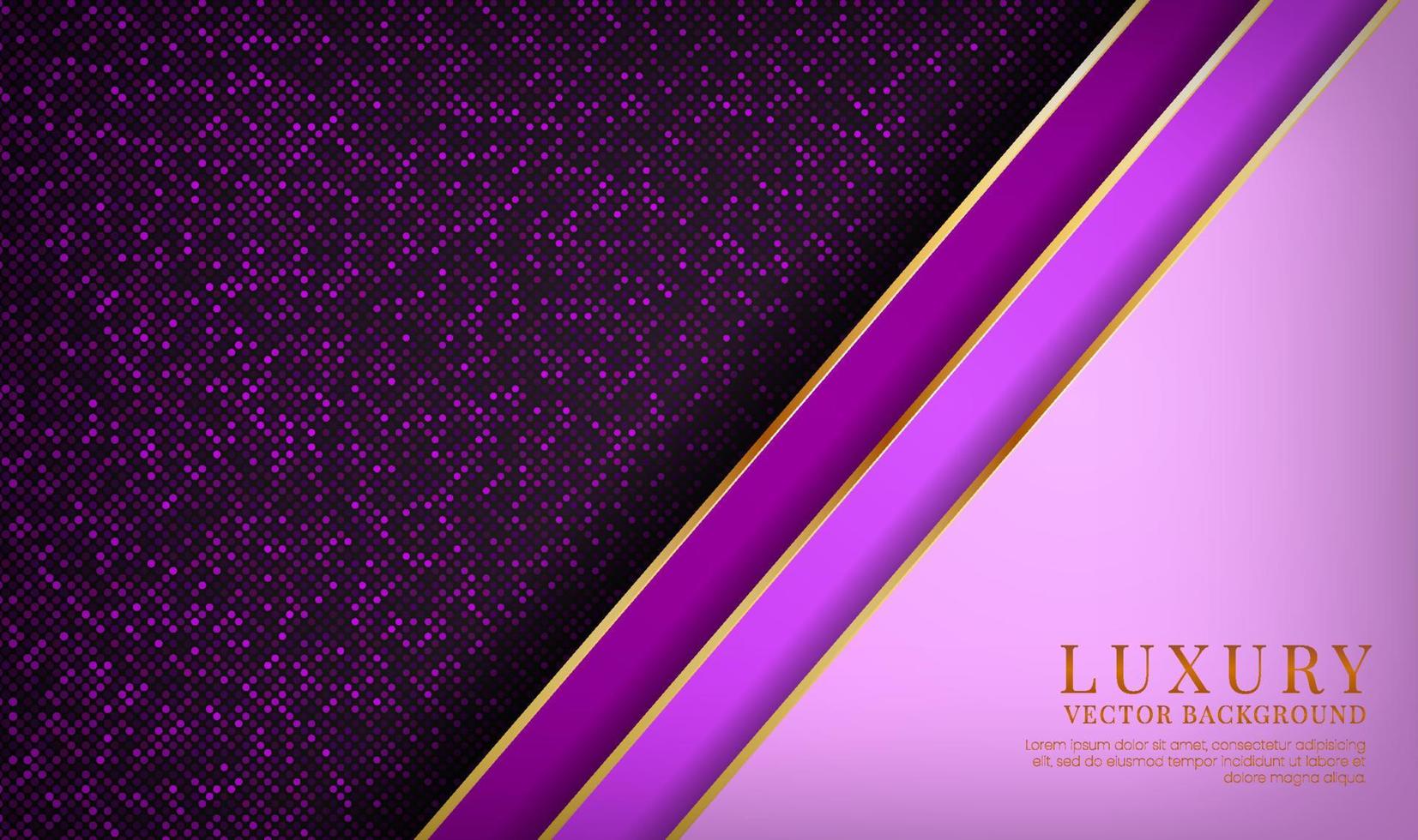 El fondo abstracto de lujo púrpura 3d se superpone en capas en el espacio oscuro con una decoración de efecto de rayas doradas. elemento de diseño gráfico concepto de estilo futuro para volante, tarjeta, portada de folleto o página de inicio vector