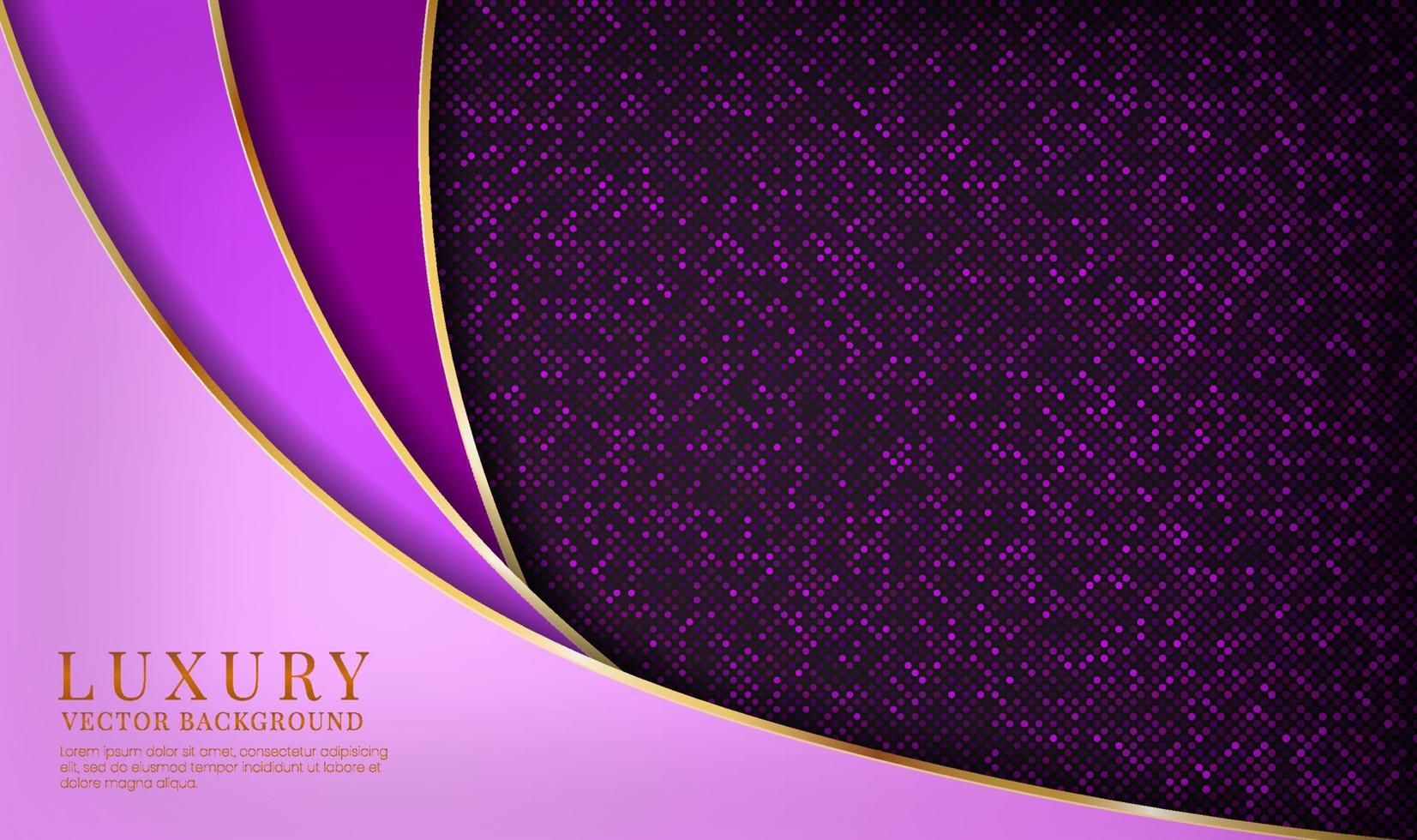 3D purple luxury abstract background overlap layers on dark space with golden curve effect decoration. Graphic design element future style concept for flyer, card, brochure cover, or landing page vector