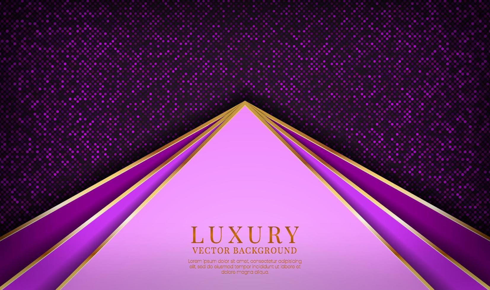 3D purple luxury abstract background overlap layers on dark space with golden stripes effect decoration. Graphic design element future style concept for flyer, card, brochure cover, or landing page vector