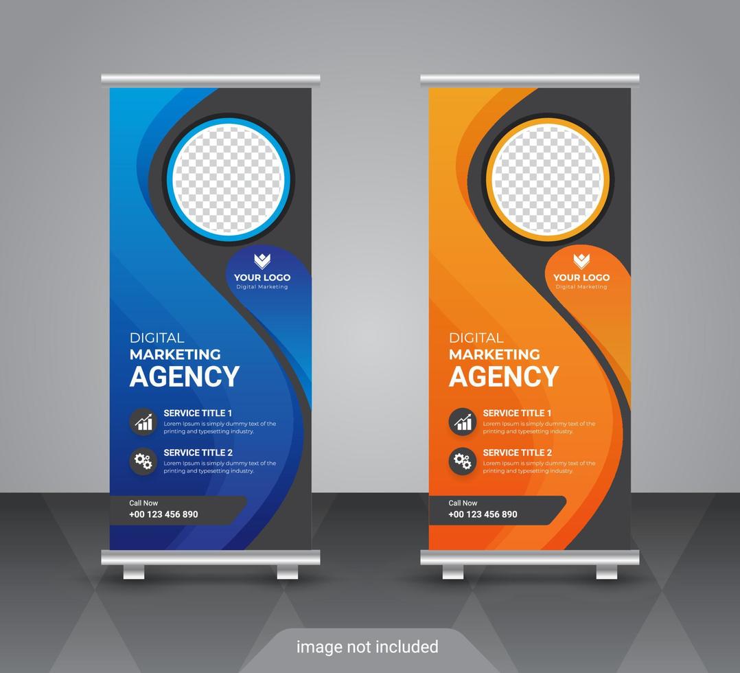 Professional corporate and business colorful roll up banner design template vector