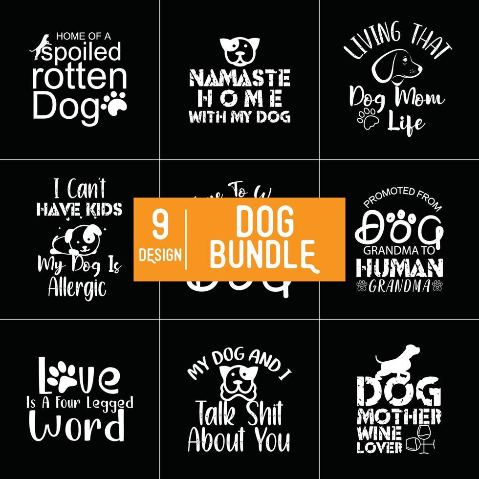 Dog Typography Bundle Design vector