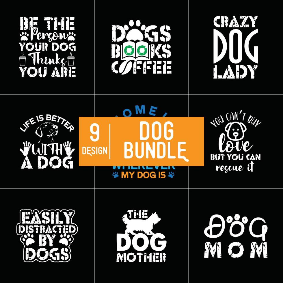 Dog Typography Bundle Design vector