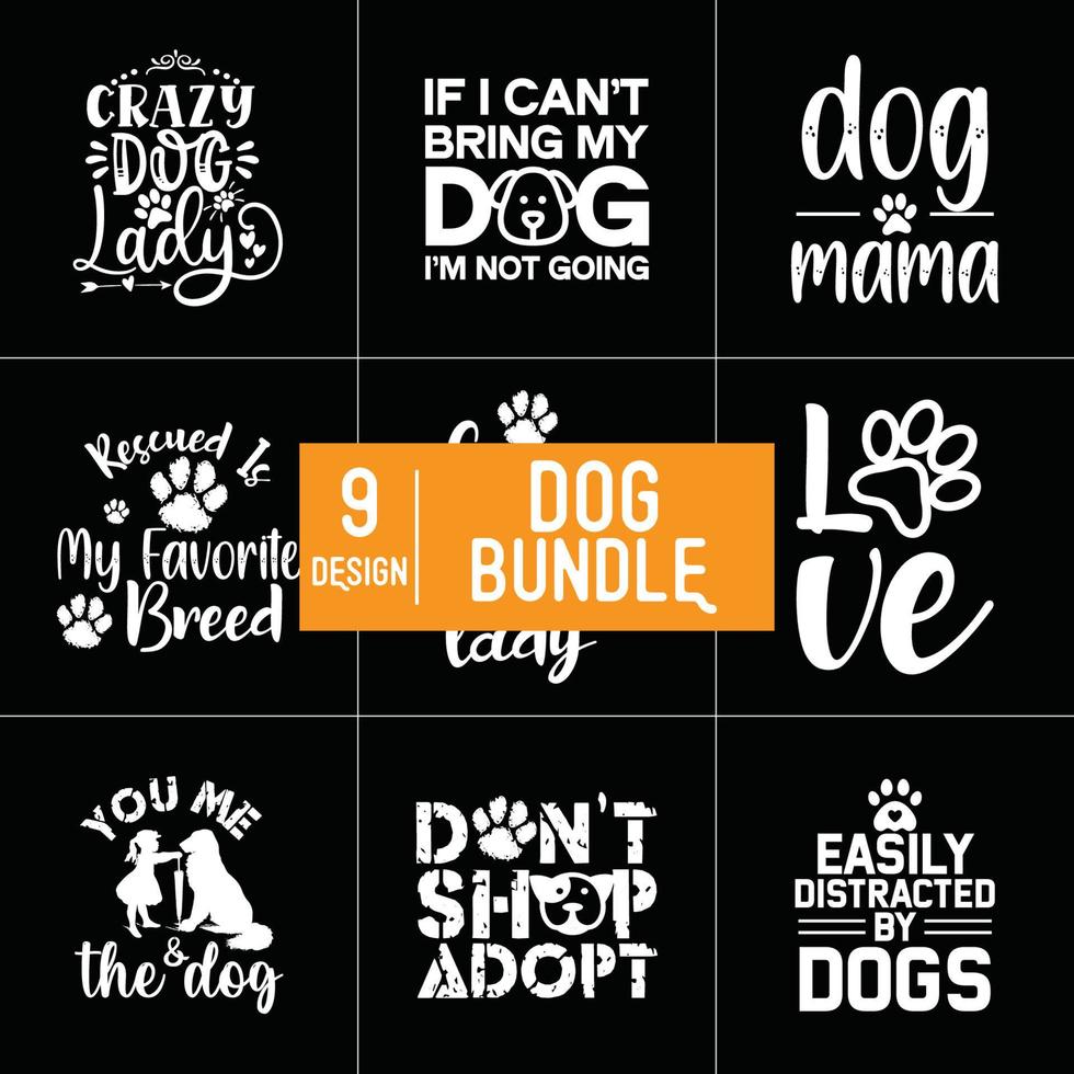 Dog Typography Bundle Design vector