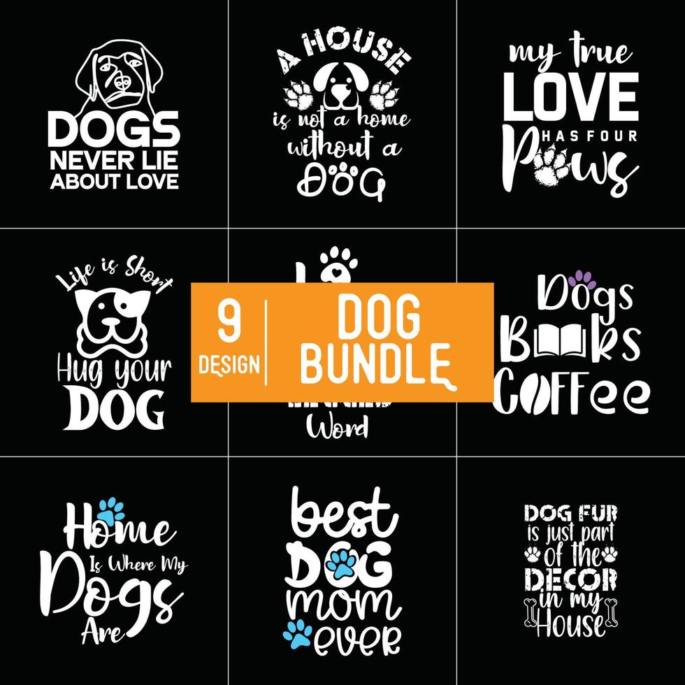 Dog Typography Bundle Design vector