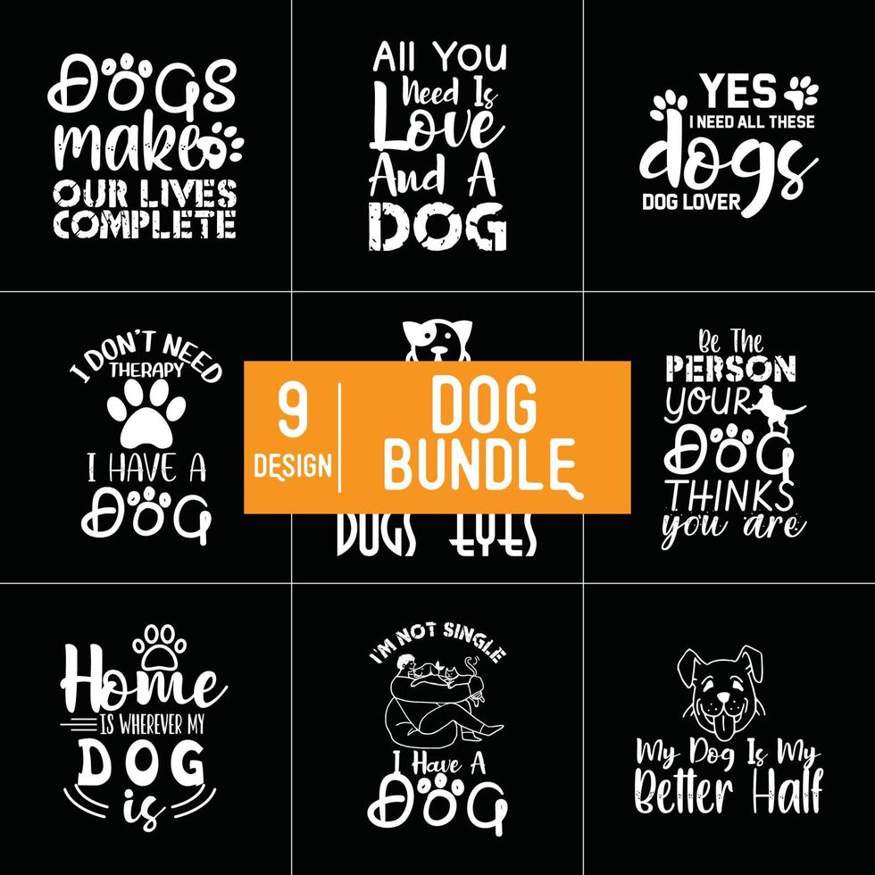 Dog Typography Bundle Design vector