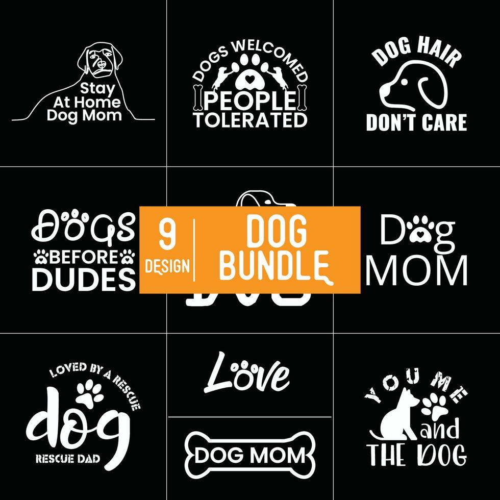 Dog Typography Bundle Design vector