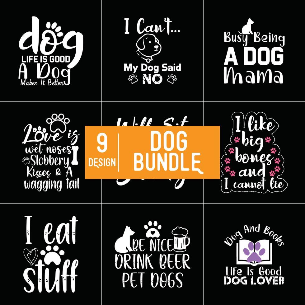 Dog Typography Bundle Design vector