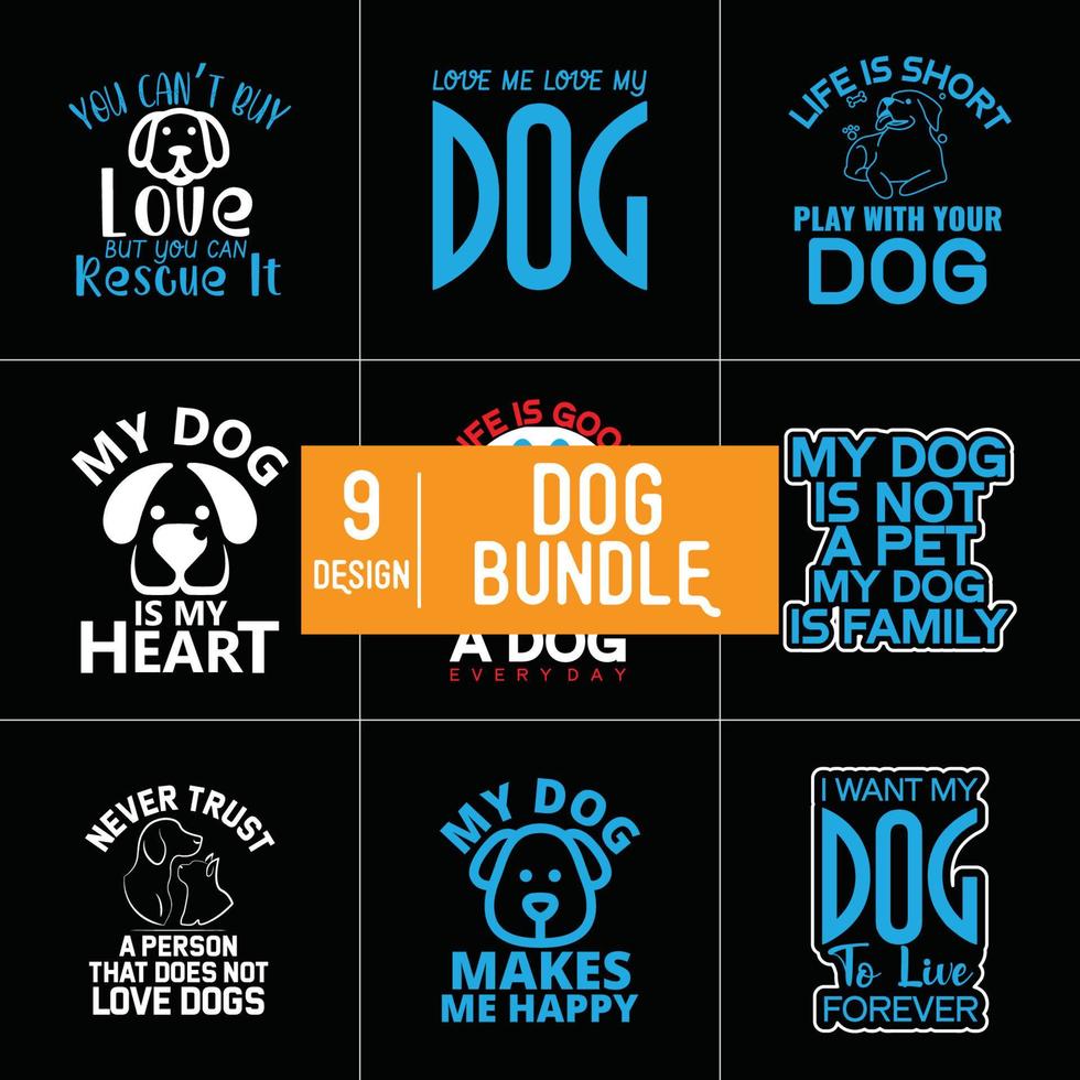 Dog Typography Bundle Design vector