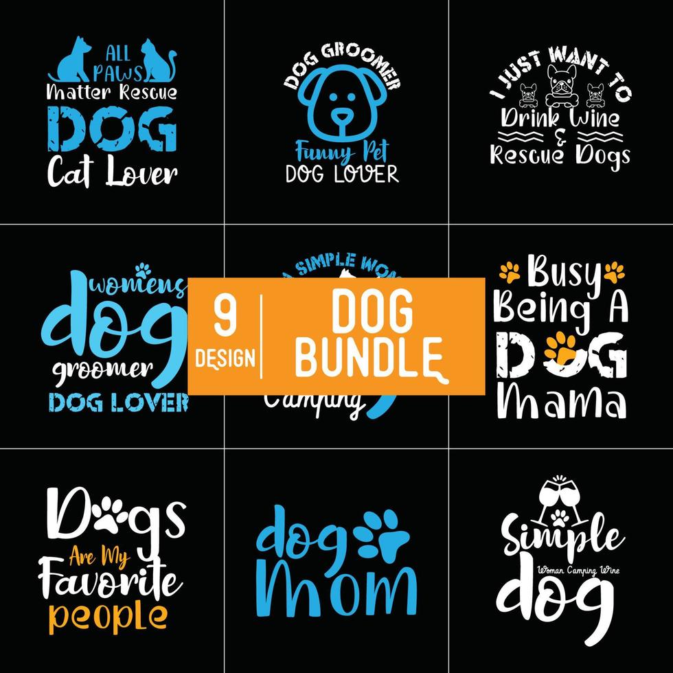 Dog Typography Bundle Design vector