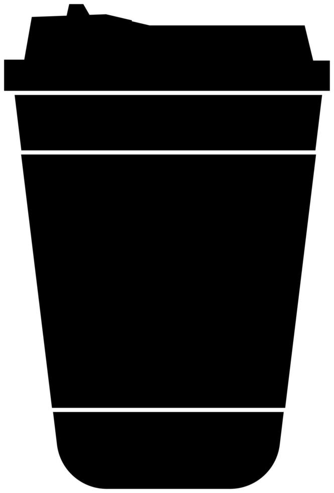 Coffee cup icon with lid, black silhouette. Highlighted on a white background. Vector illustration