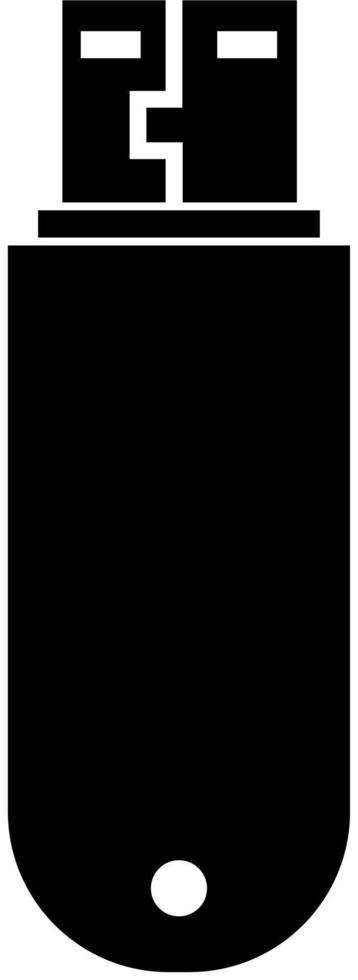 el icono de un dispositivo informático con tecnología de unidad flash, silueta negra. resaltado en un fondo blanco. ilustración vectorial vector