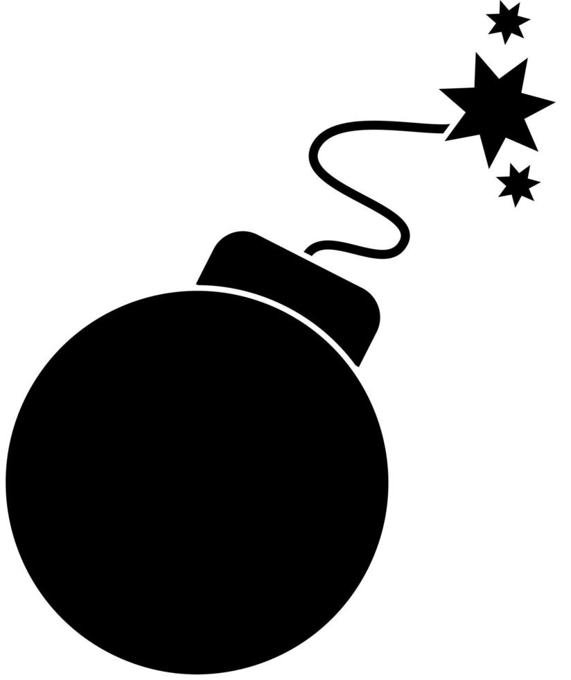 The icon is a round bomb with an explosion, a black silhouette. Highlighted on a white background vector