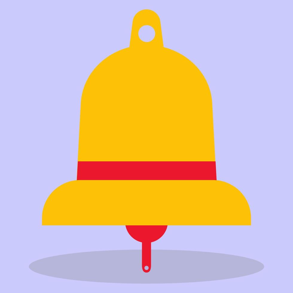 The bell icon. A yellow bell with a red bell. The image is made in a flat style. Vector illustration. A series of business icons.