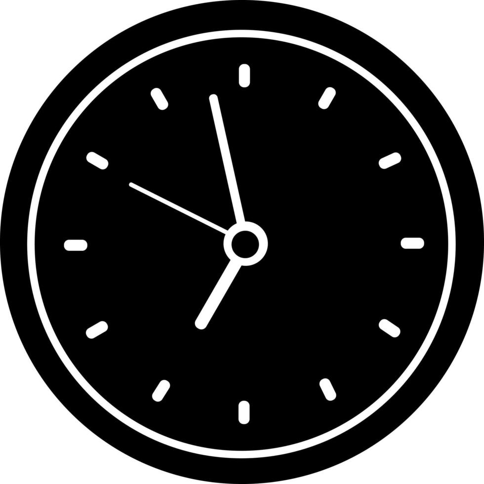 Round clock icon, black silhouette. Highlighted on a white background. vector