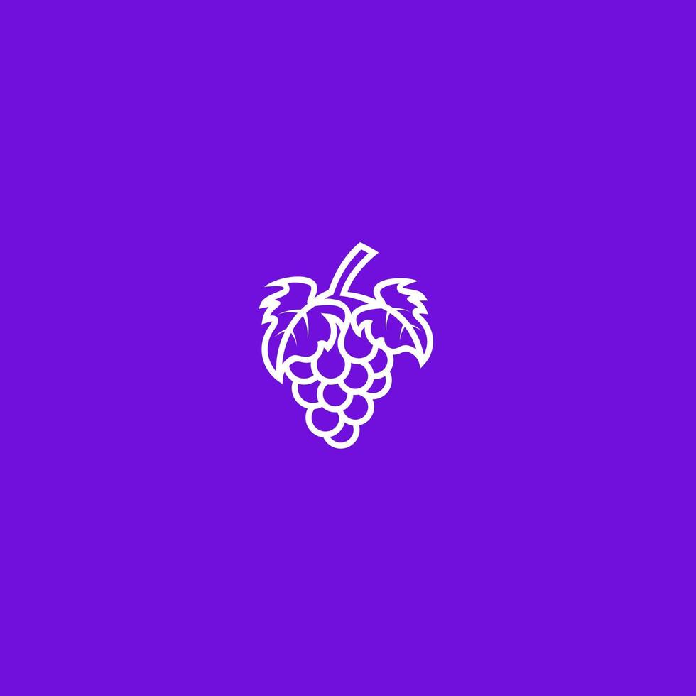 ilustración de línea de icono de vector de logotipo de uva