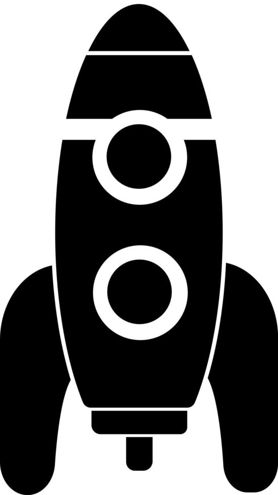 Spaceship icon, black silhouette. Highlighted on a white background. vector