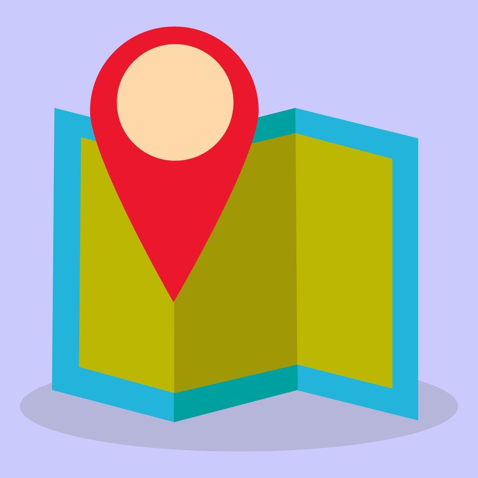 Design in a flat style. A guide to a paper map with the location of the place. Navigation map icon. vector