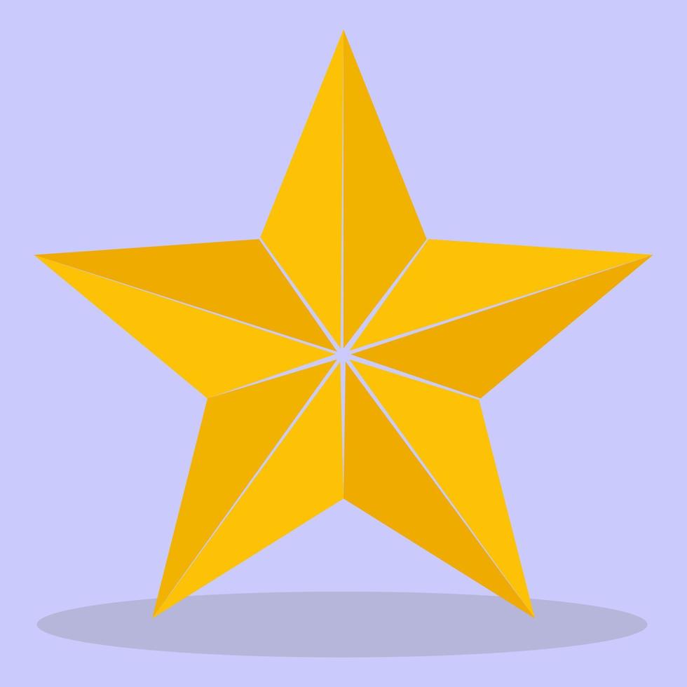Gold star. The vector star icon is made in a flat style.