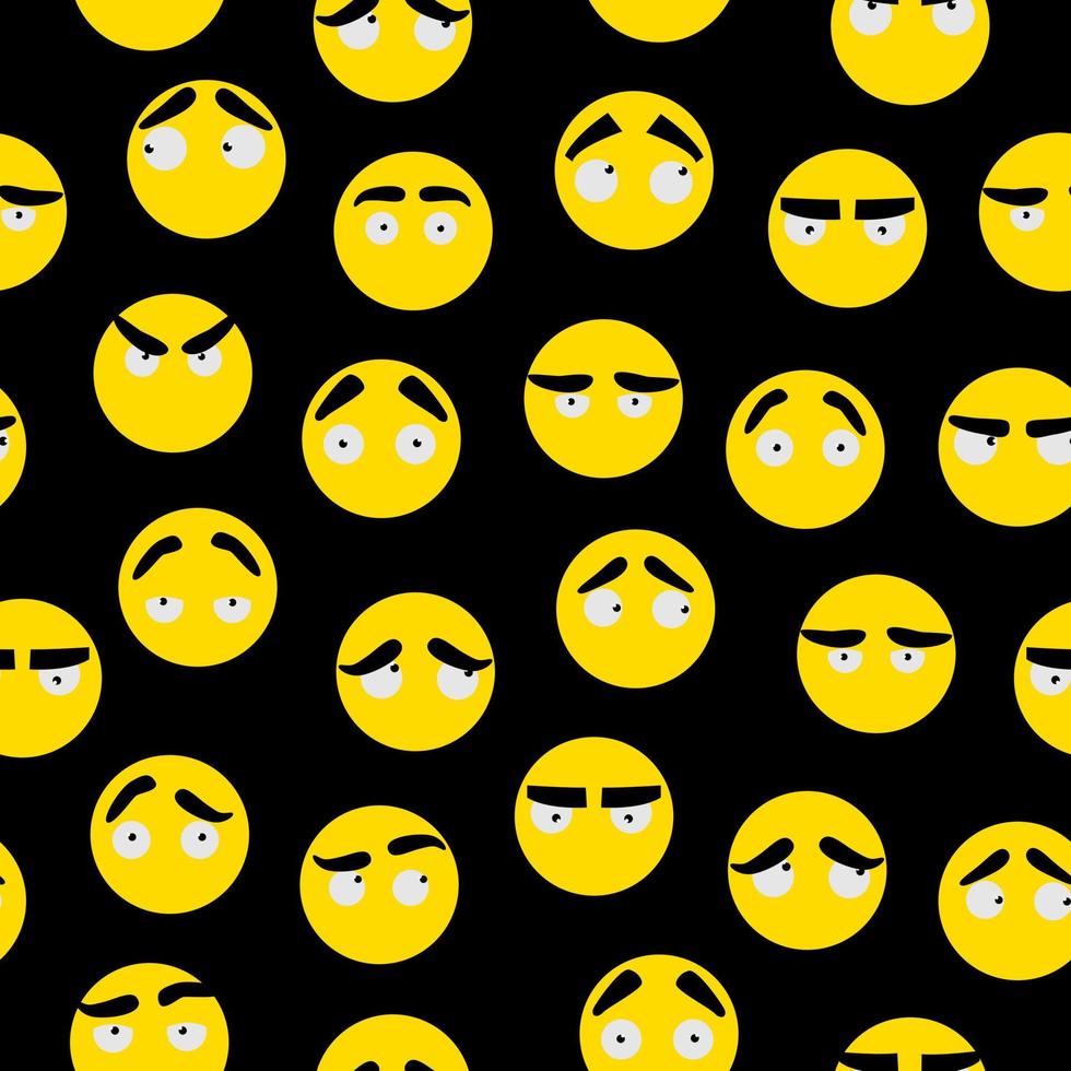 Seamless pattern, cartoon faces. Expressive eyes and eyebrows, with different emotions. Caricature comic emotions or doodles. vector