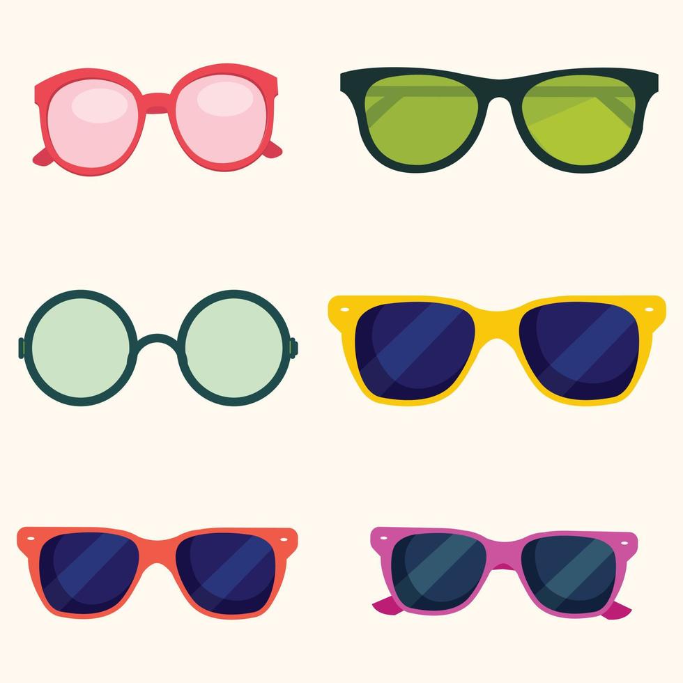 Set of colorful Eyeglass flat design vector