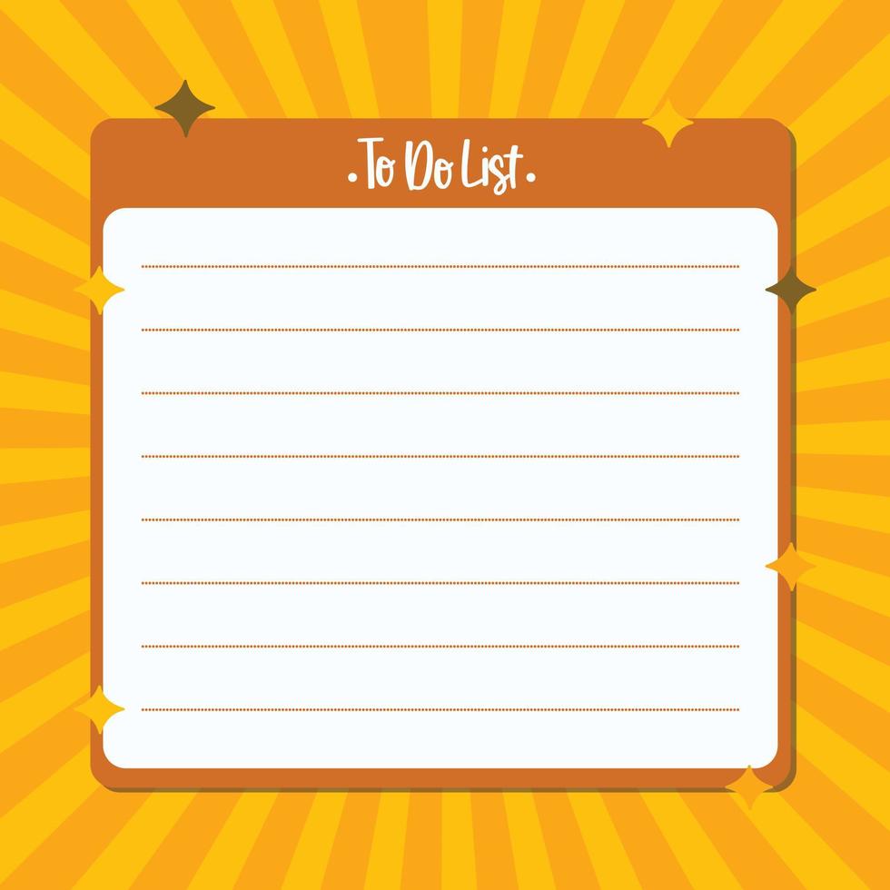 Modern retro flat to-do list template design vector
