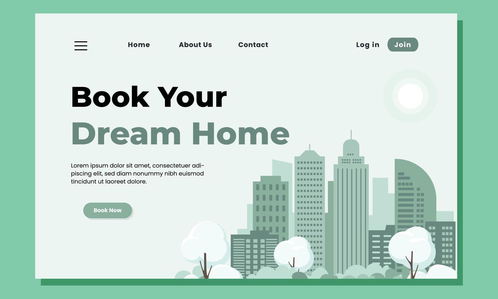 Book your dream home real estate website landing page vector