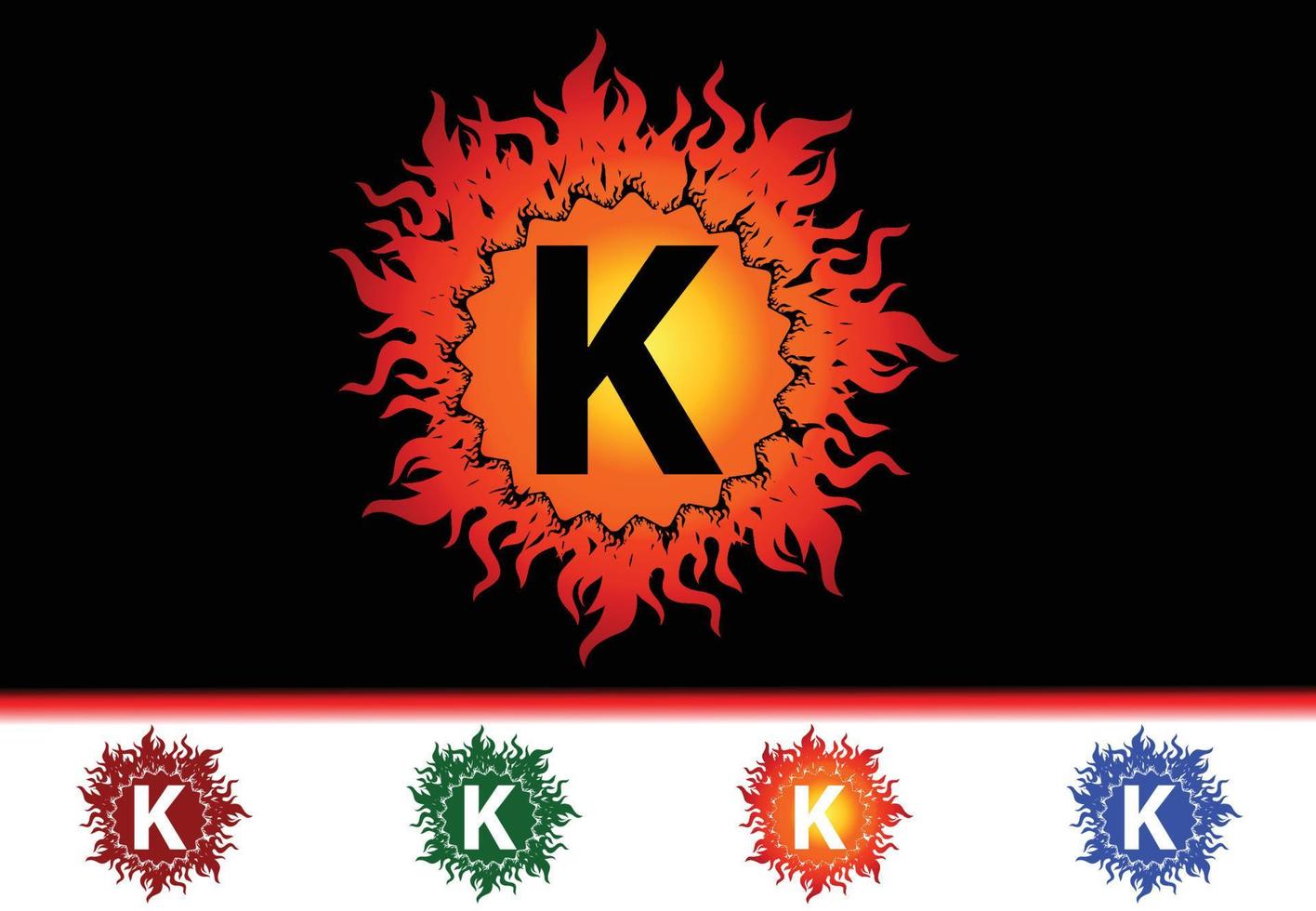 Plantilla de diseño de logotipo e icono de letra K de fuego vector