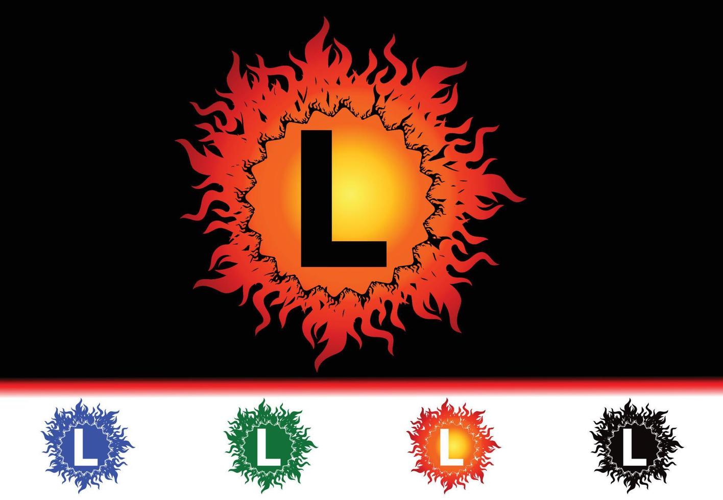 Plantilla de diseño de logotipo e icono de letra l de fuego vector