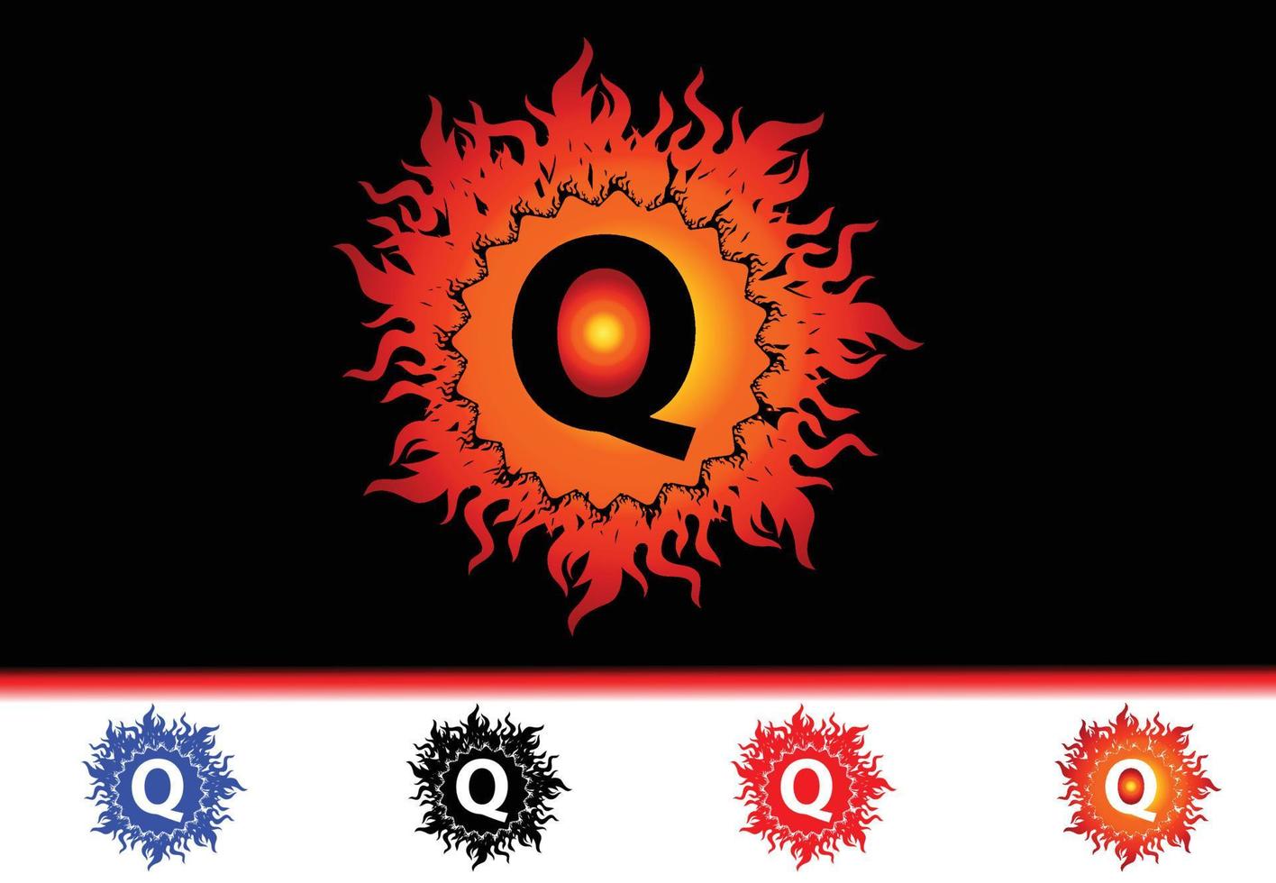 Fire Q Letter Logo And Icon Design Template vector