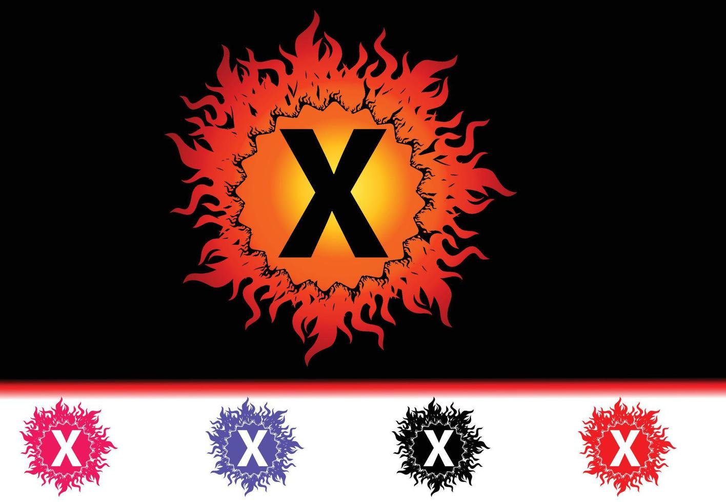 Plantilla de diseño de logotipo e icono de letra X de fuego vector