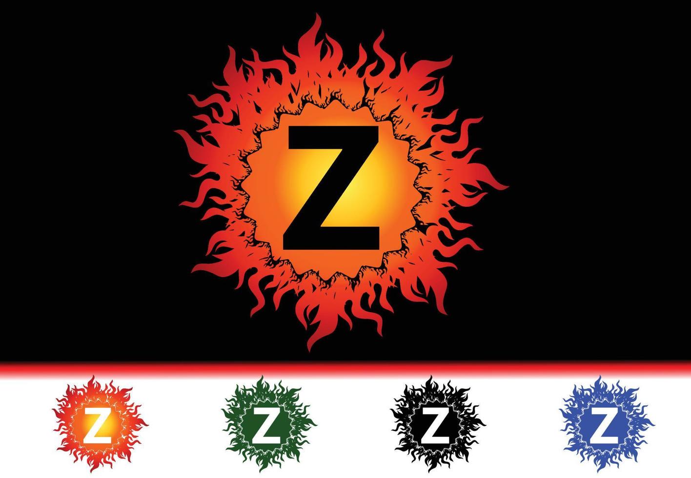 Plantilla de diseño de logotipo e icono de letra Z de fuego vector