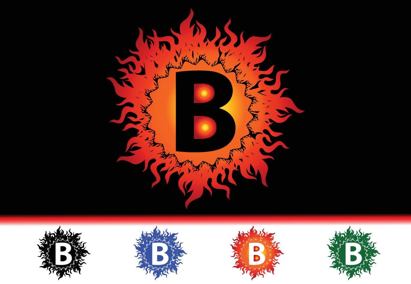 Plantilla de diseño de logotipo e icono de letra B de fuego vector