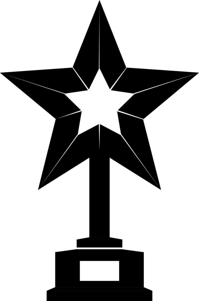 Golden bowl icon in the shape of a star, black silhouette. First place. Victory. Highlighted on a white background. vector
