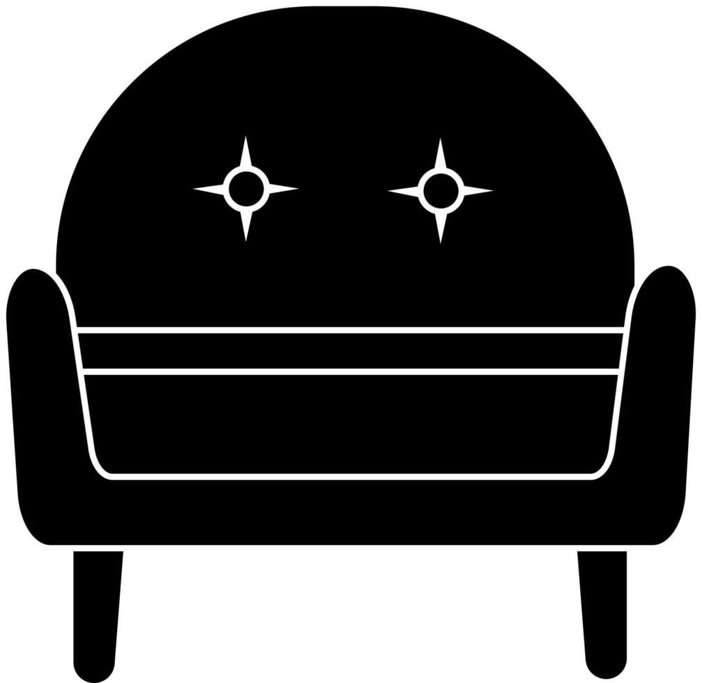 Icon comfortable chair for home and office, black silhouette. Highlighted on a white background. vector