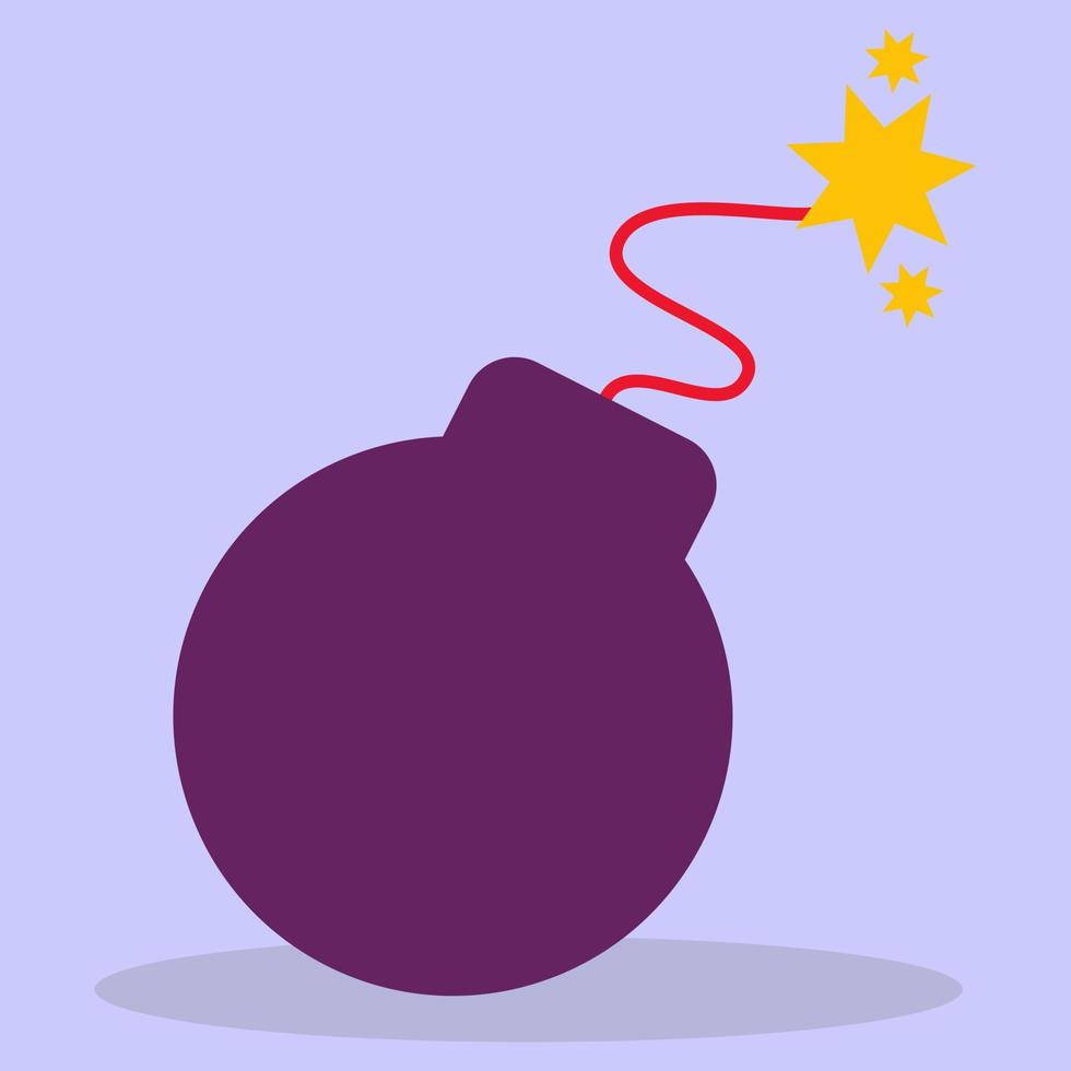 Bomb. A round bomb with an explosion. The image is made in a flat style. vector