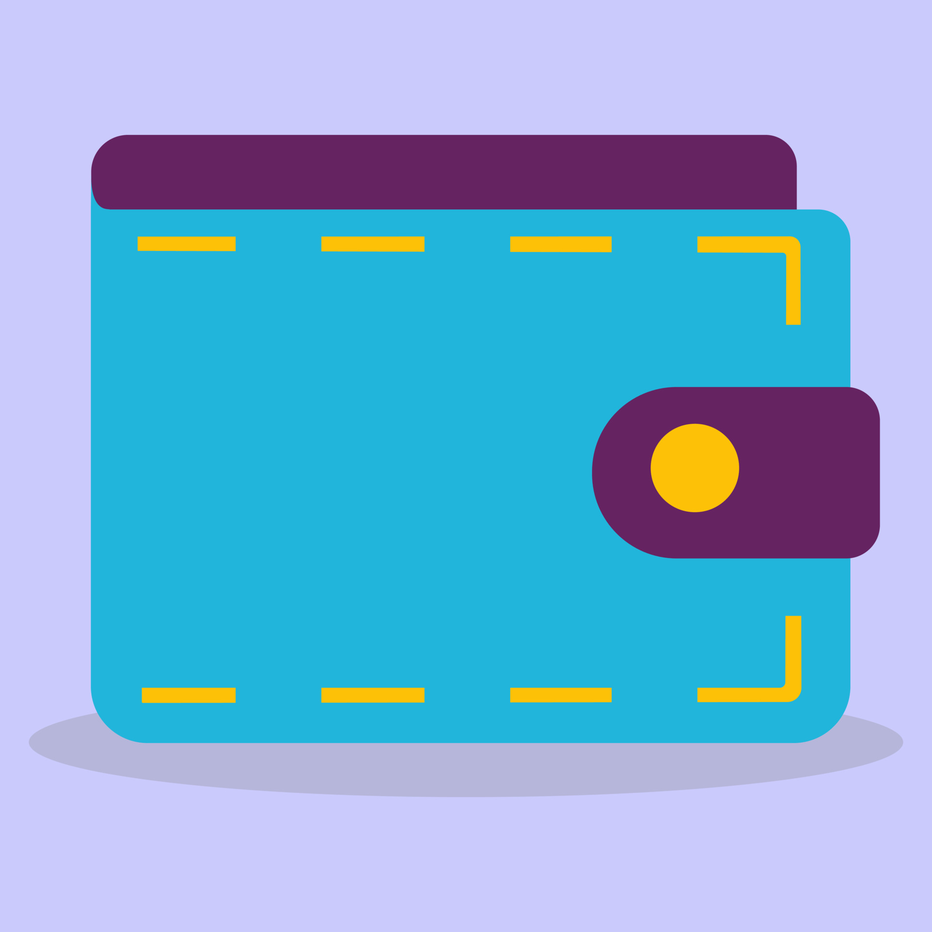 Blue wallet. Wallet, flat design. The concept of online payments