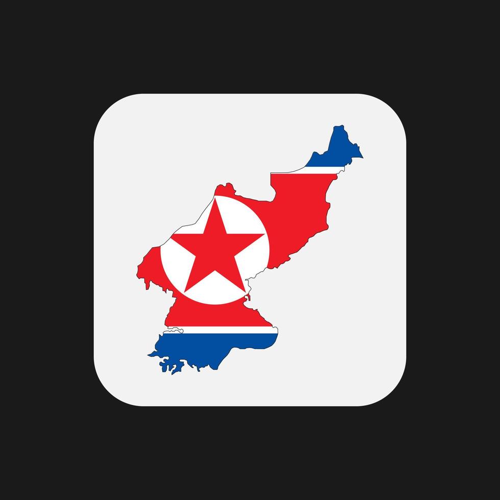 North Korea map silhouette with flag on white background vector