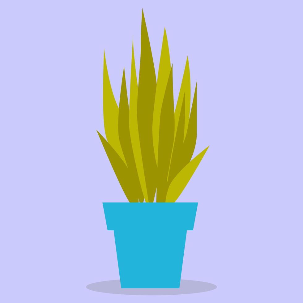 A green plant in a blue pot. The image is made in a flat style. Vector illustration. A series of business icons.