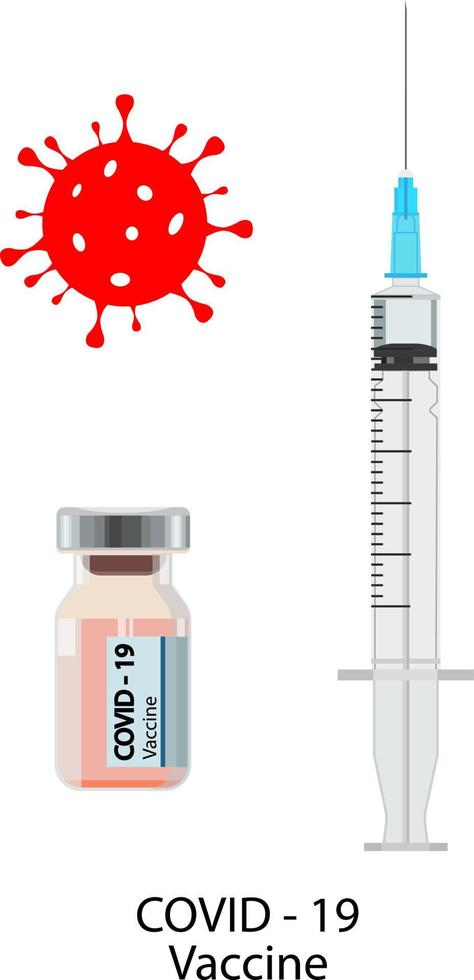 Medical banner for coronavirus vaccine. The concept of the Covid-19 coronavirus. a bottle with a vaccine and a syringe. vector