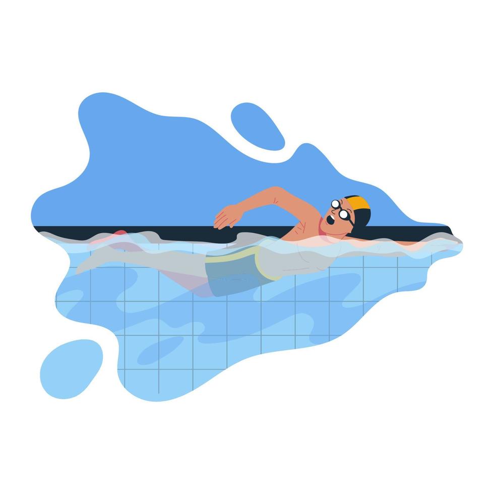 Man Swimming in Pool vector